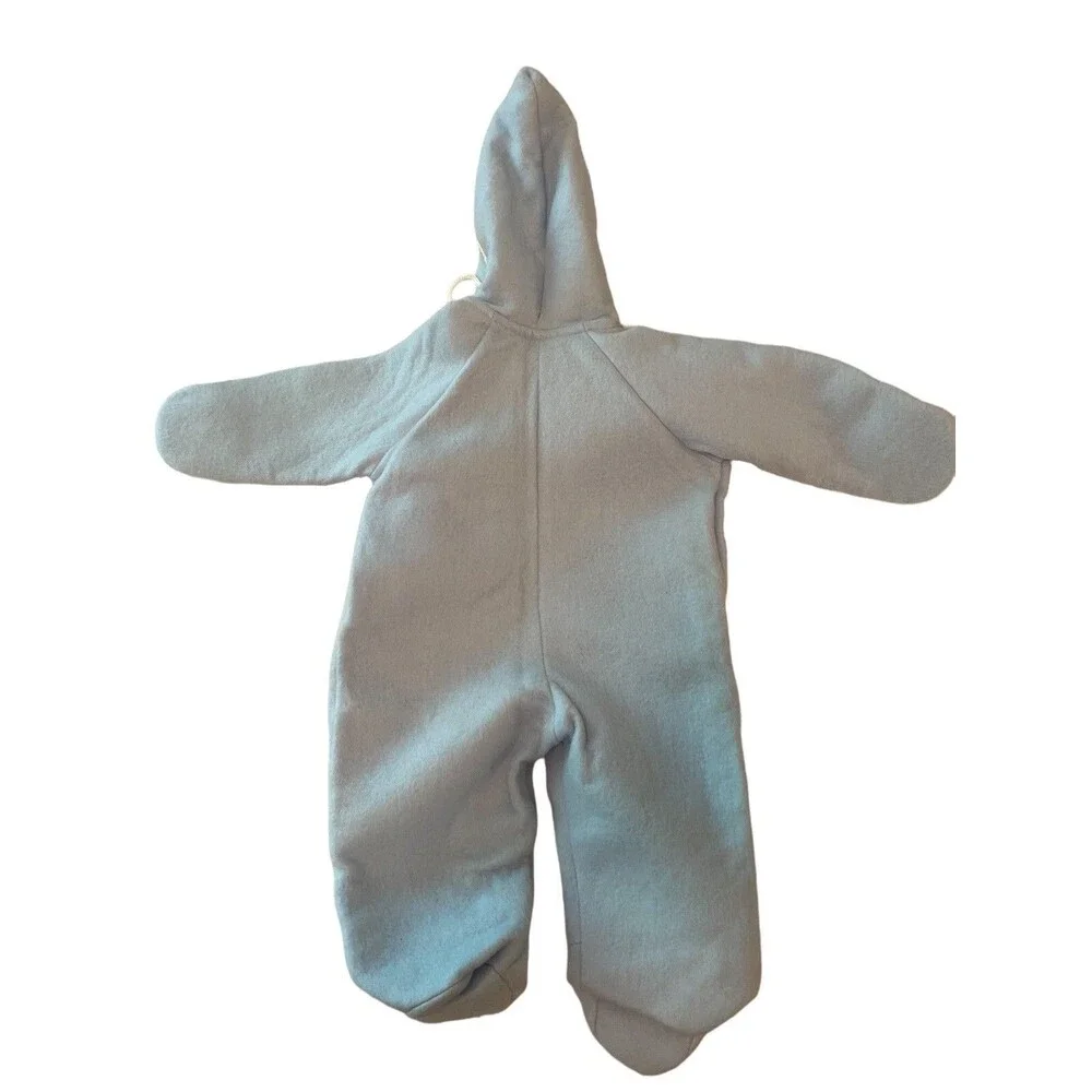 Quiltex Vintage Baby Snowsuit Blue Footed Hooded Bunting Union Made USA